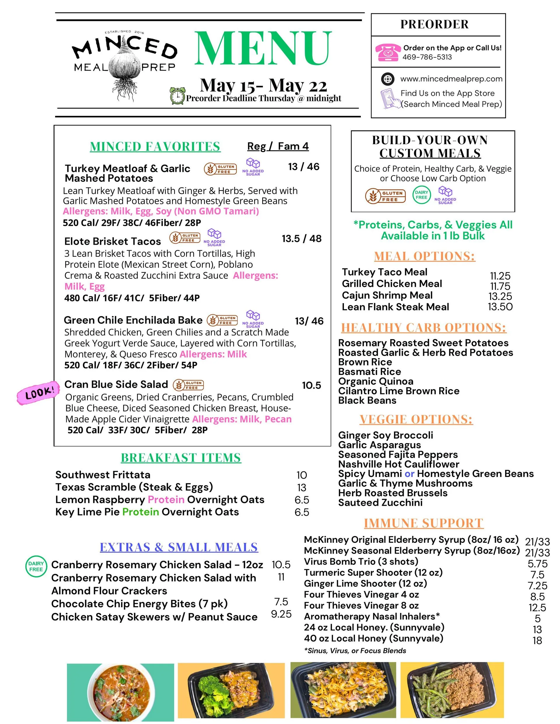 Upcoming menu — May 15 to May 22